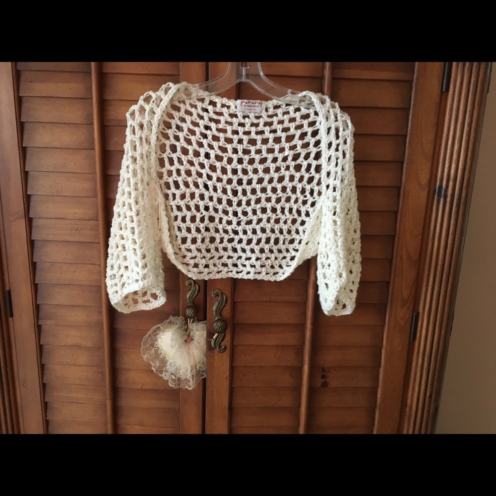 Crocheted  original sequined shrug
